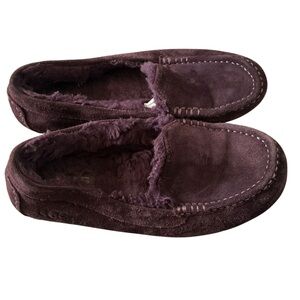 Ugg purple suede leather moccasin slippers size 9